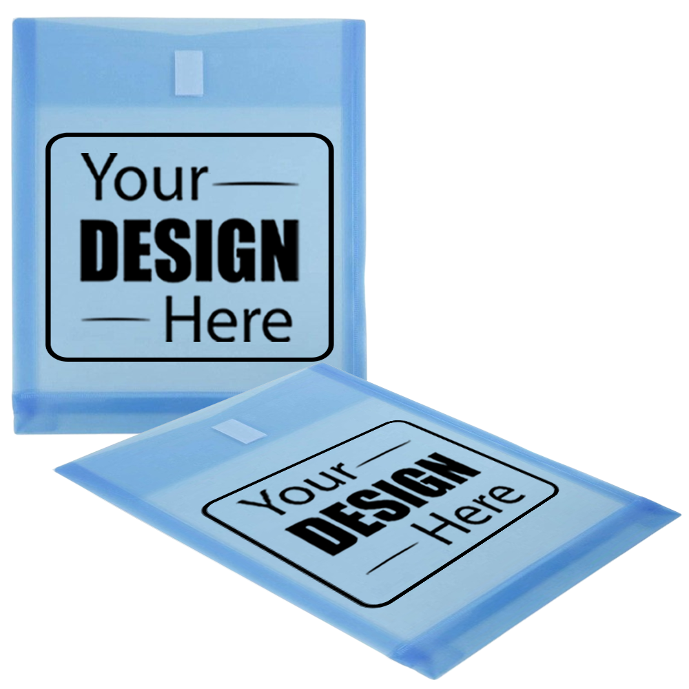 Blue Letter Open End with 1" Expansion Plastic Envelopes (9 3/4 x 11 3/4) with Hook and Loop Closure