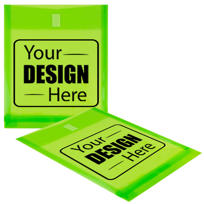 Lime Green Letter Open End with 1" Expansion Plastic Envelopes (9 3/4 x 11 3/4) with Hook and Loop Closure