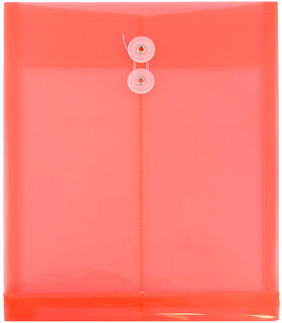 Red Letter Open End Plastic Envelopes (9 3/4 x 13) with Button & String