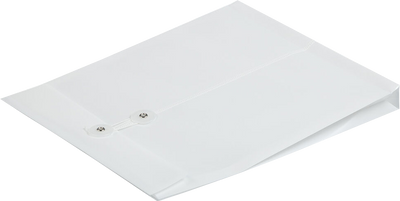 White Letter Open End Plastic Envelopes (9 3/4 x 13) with Button & String