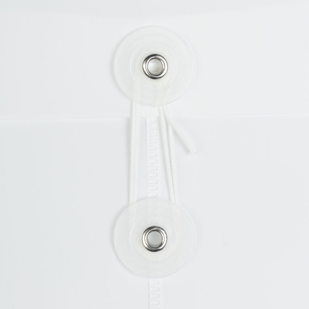 White Letter Open End Plastic Envelopes (9 3/4 x 13) with Button & String