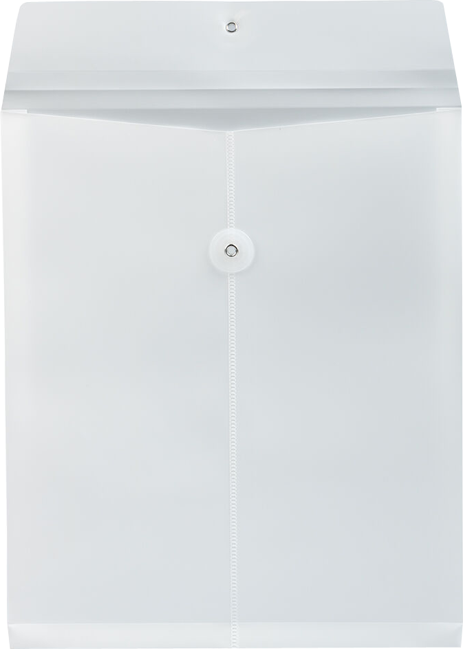 White Letter Open End Plastic Envelopes (9 3/4 x 13) with Button & String