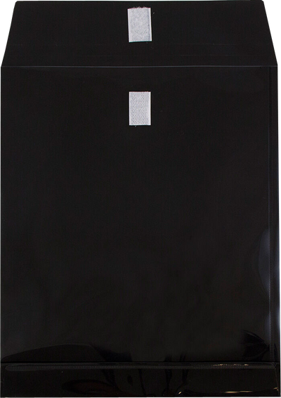 Black Letter Open End with 1" Expansion Plastic Envelopes (9 3/4 x 11 3/4) with Hook and Loop Closure