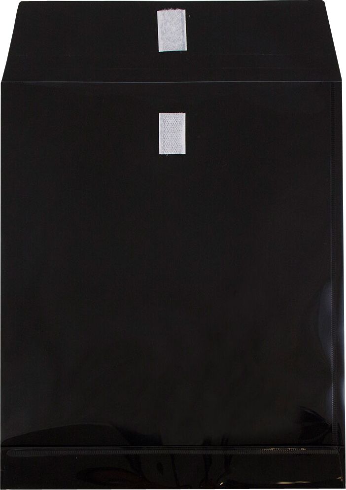 Black Letter Open End with 1" Expansion Plastic Envelopes (9 3/4 x 11 3/4) with Hook and Loop Closure