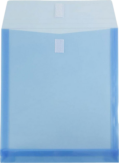 Blue Letter Open End with 1" Expansion Plastic Envelopes (9 3/4 x 11 3/4) with Hook and Loop Closure