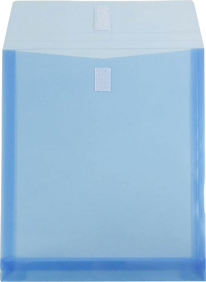 Blue Letter Open End with 1" Expansion Plastic Envelopes (9 3/4 x 11 3/4) with Hook and Loop Closure