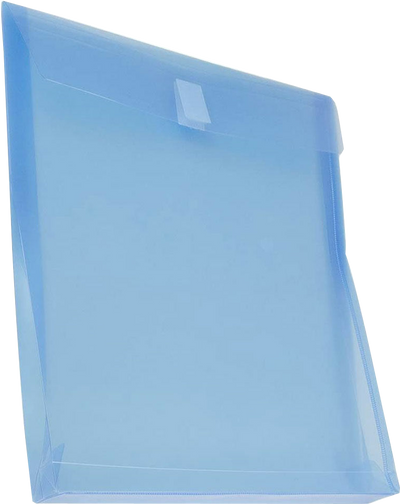 Blue Letter Open End with 1" Expansion Plastic Envelopes (9 3/4 x 11 3/4) with Hook and Loop Closure