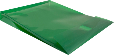 Green Letter Open End with 1" Expansion Plastic Envelopes (9 3/4 x 11 3/4) with Hook and Loop Closure