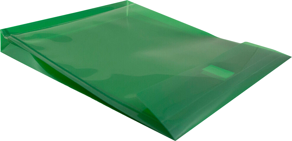 Green Letter Open End with 1" Expansion Plastic Envelopes (9 3/4 x 11 3/4) with Hook and Loop Closure