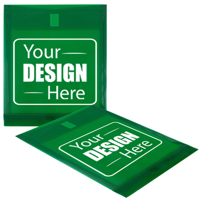Green Letter Open End with 1" Expansion Plastic Envelopes (9 3/4 x 11 3/4) with Hook and Loop Closure