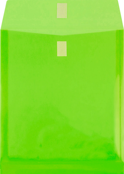 Lime Green Letter Open End with 1" Expansion Plastic Envelopes (9 3/4 x 11 3/4) with Hook and Loop Closure