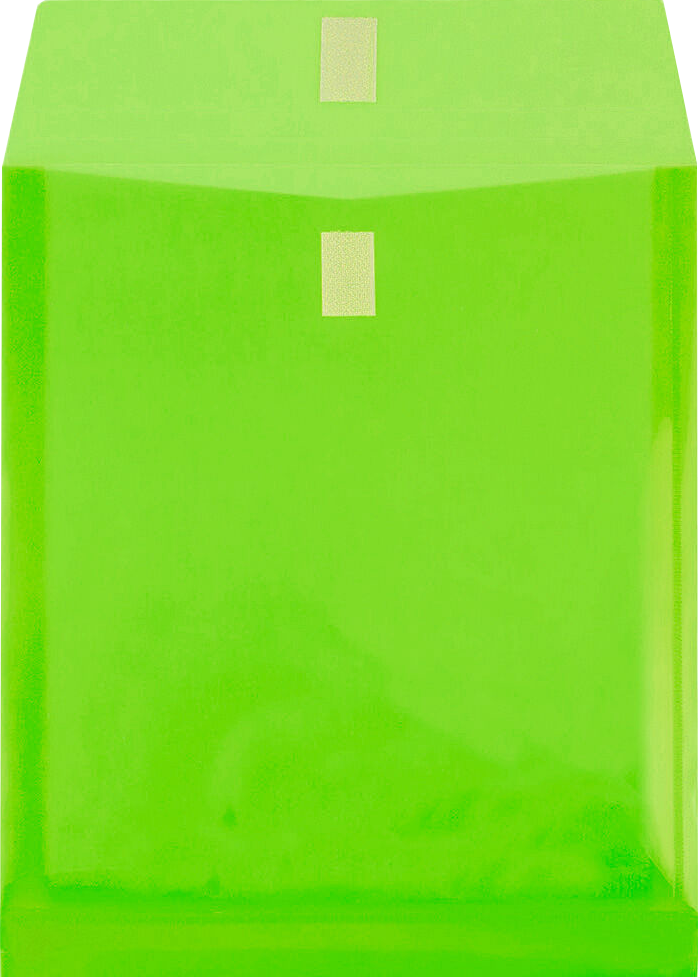 Lime Green Letter Open End with 1" Expansion Plastic Envelopes (9 3/4 x 11 3/4) with Hook and Loop Closure