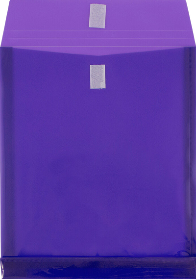 Purple Letter Open End with 1" Expansion Plastic Envelopes (9 3/4 x 11 3/4) with Hook and Loop Closure