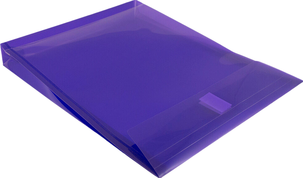 Purple Letter Open End with 1" Expansion Plastic Envelopes (9 3/4 x 11 3/4) with Hook and Loop Closure