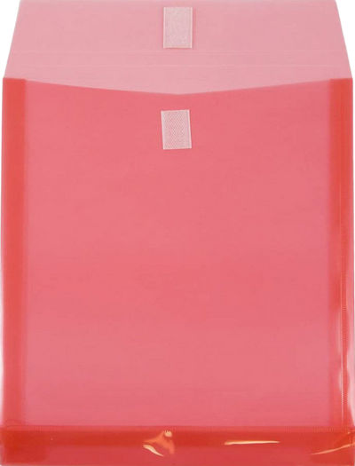 Red Letter Open End with 1" Expansion Plastic Envelopes (9 3/4 x 11 3/4) with Hook and Loop Closure