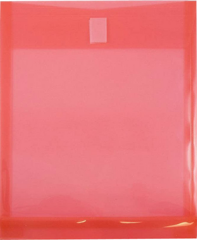 Red Letter Open End with 1" Expansion Plastic Envelopes (9 3/4 x 11 3/4) with Hook and Loop Closure