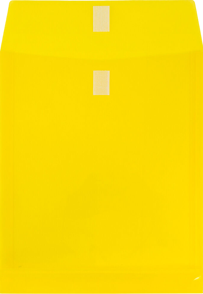 Yellow Letter Open End with 1" Expansion Plastic Envelopes (9 3/4 x 11 3/4) with Hook and Loop Closure