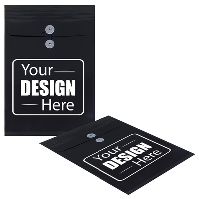 Black Legal Open End Plastic Envelopes (9 3/4 x 14 1/2) with Button & String