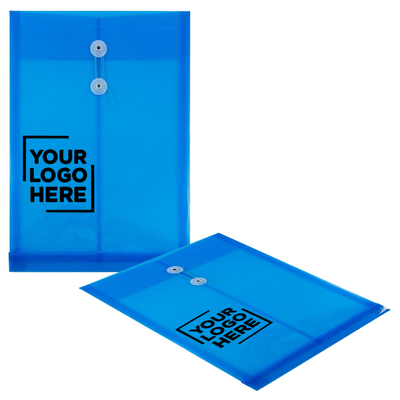 Blue Legal Open End Plastic Envelopes (9 3/4 x 14 1/2) with Button & String