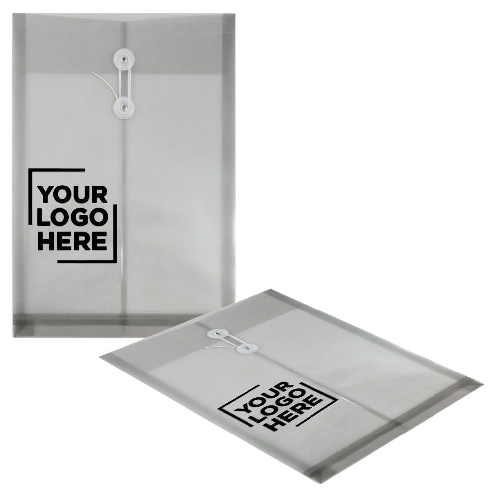 Smoke Gray Legal Open End Plastic Envelopes (9 3/4 x 14 1/2) with Button & String