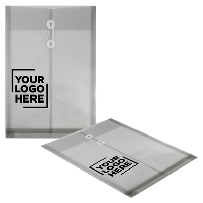 Smoke Gray Legal Open End Plastic Envelopes (9 3/4 x 14 1/2) with Button & String