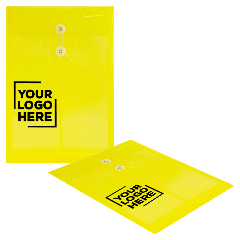 Yellow Legal Open End Plastic Envelopes (9 3/4 x 14 1/2) with Button & String