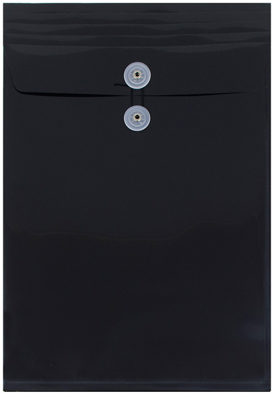 Black Legal Open End Plastic Envelopes (9 3/4 x 14 1/2) with Button & String