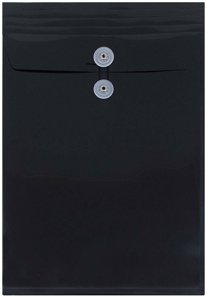 Black Legal Open End Plastic Envelopes (9 3/4 x 14 1/2) with Button & String