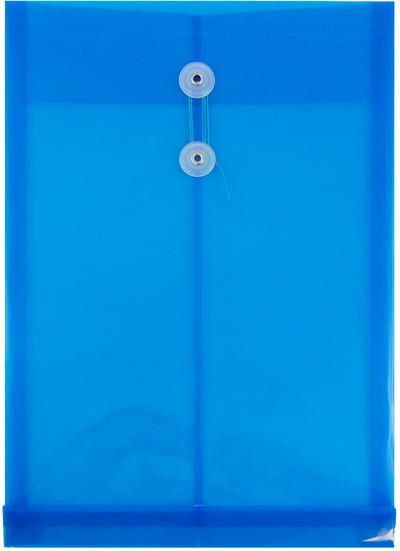 Blue Legal Open End Plastic Envelopes (9 3/4 x 14 1/2) with Button & String
