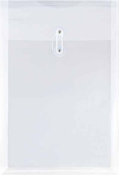 Clear Legal Open End Plastic Envelopes (9 3/4 x 14 1/2) with Button & String