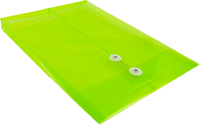 Lime Green Legal Open End Plastic Envelopes (9 3/4 x 14 1/2) with Button & String