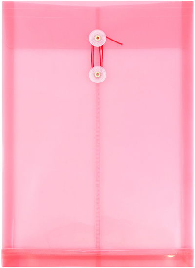 Red Legal Open End Plastic Envelopes (9 3/4 x 14 1/2) with Button & String