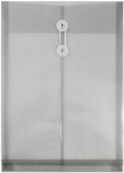 Smoke Gray Legal Open End Plastic Envelopes (9 3/4 x 14 1/2) with Button & String