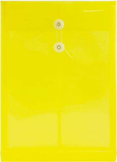 Yellow Legal Open End Plastic Envelopes (9 3/4 x 14 1/2) with Button & String