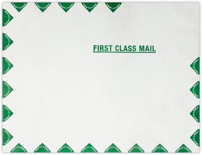 White Tyvek 14lb 9 1/2 x 12 1/2 Open End First Class Envelopes with Peel & Seal