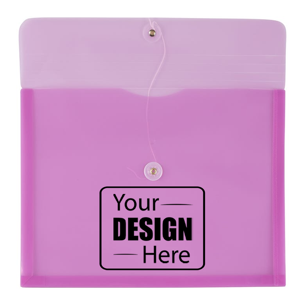 Lavender Purple Letter Booklet Plastic Envelopes (9 3/4 x 13) with Button & String