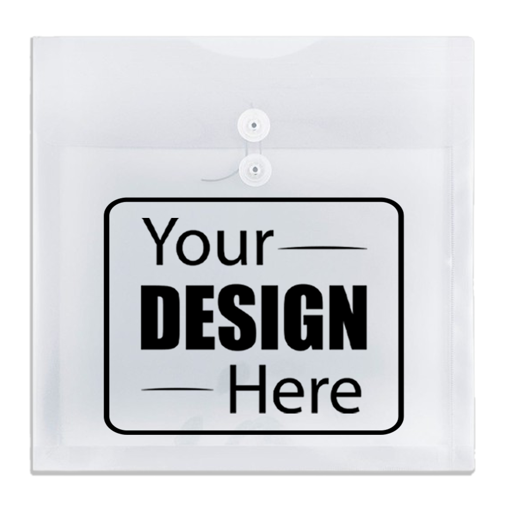 Clear 13 x 13 Square Plastic Envelopes with Button & String