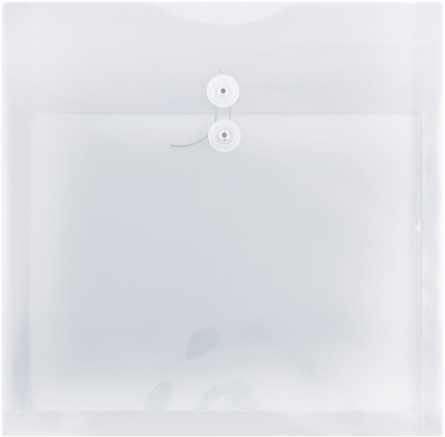 Clear 13 x 13 Square Plastic Envelopes with Button & String
