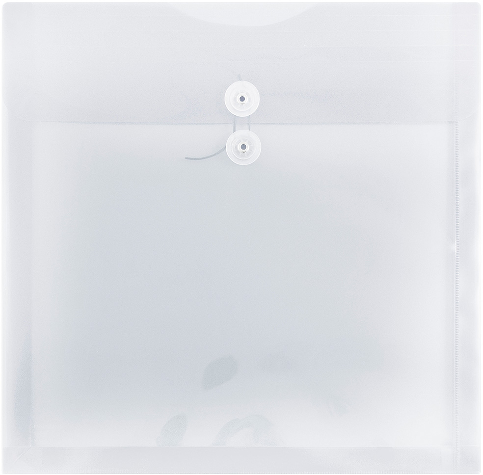 Clear 13 x 13 Square Plastic Envelopes with Button & String