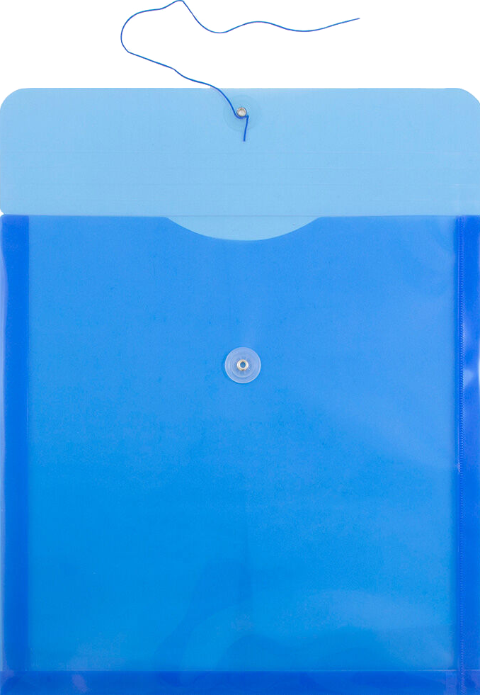 Blue 13 x 13 Square Plastic Envelopes with Button & String