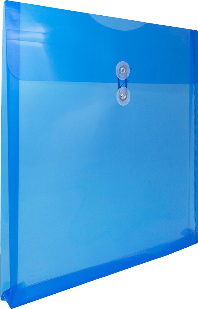Blue 13 x 13 Square Plastic Envelopes with Button & String