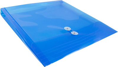Blue 13 x 13 Square Plastic Envelopes with Button & String