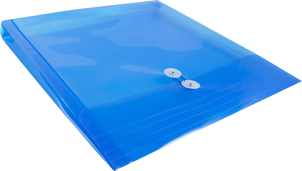 Blue 13 x 13 Square Plastic Envelopes with Button & String