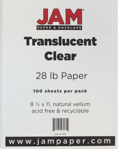 Clear Translucent 28lb 8 1/2 x 11 Paper
