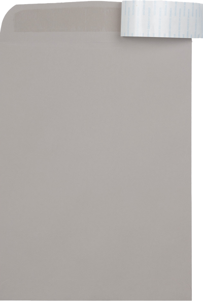 Gray Kraft 28lb 9 x 12 Open End Envelopes with Peel & Seal