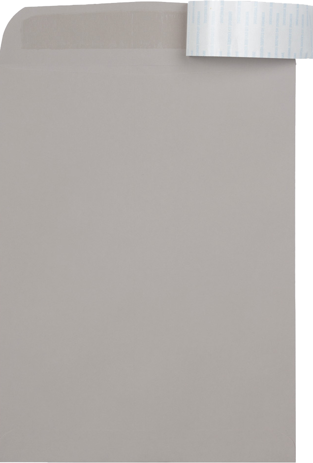Gray Kraft 28lb 9 x 12 Open End Envelopes with Peel & Seal