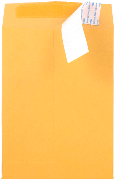 Brown Kraft 28lb 6 1/2 x 9 1/2 Open End Envelopes with Peel & Seal