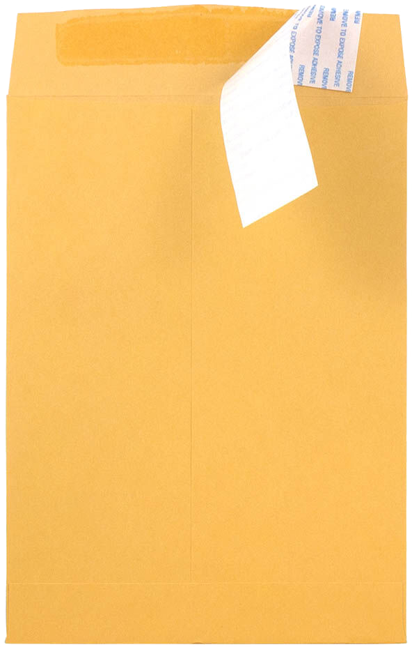 Brown Kraft 28lb 6 1/2 x 9 1/2 Open End Envelopes with Peel & Seal
