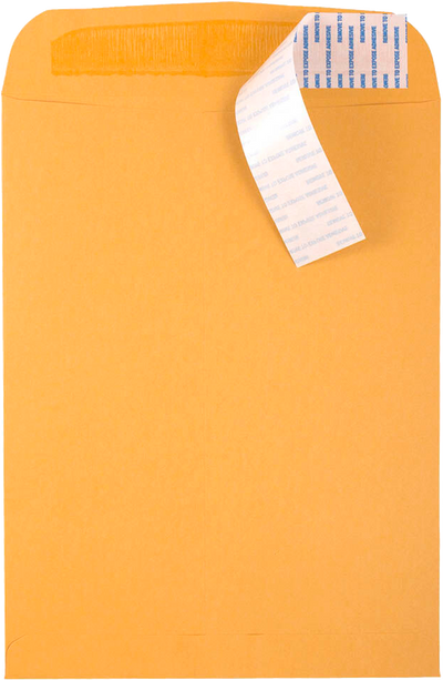 Brown Kraft 28lb 9 1/2 x 12 1/2 Open End Envelopes with Peel & Seal