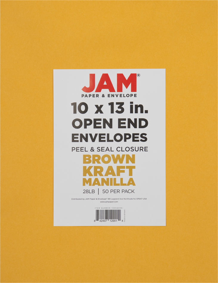 Brown Kraft 28lb 10 x 13 Open End Envelopes with Peel & Seal